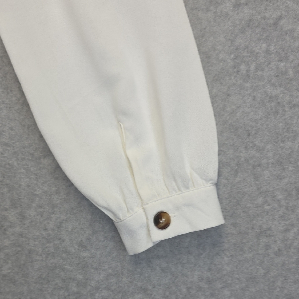 HAVE Los Angeles White V-Neck Blouse Women’s Small Long Sleeve Minimalist - Picture 7 of 10